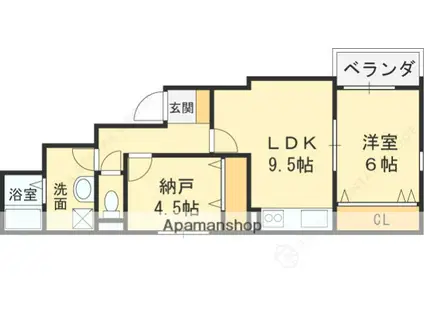 HEALING GRACE高槻高西町B棟(1SLDK/2階)の間取り写真