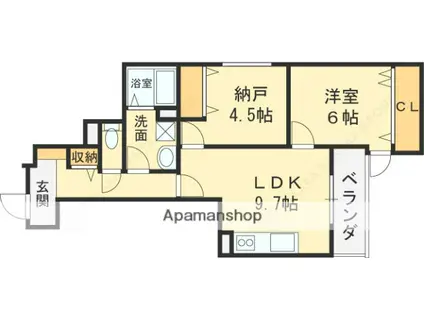 HEALING GRACE高槻高西町B棟(1SLDK/2階)の間取り写真