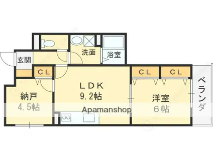 HEALING GRACE高槻高西町B棟(1SLDK/3階)の間取り写真