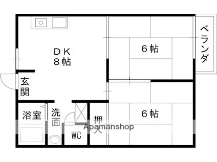 キャッスルハイムB棟(2LDK/2階)の間取り写真