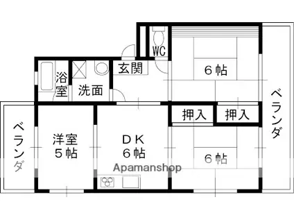 マンションTAKAYAⅠ(3DK/3階)の間取り写真