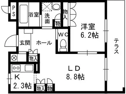 グランデ上牧(1LDK/4階)の間取り写真