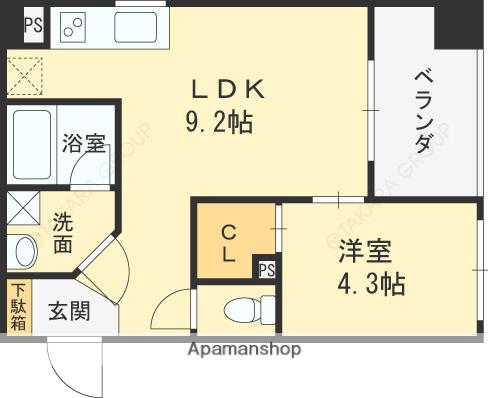 GLUCK芥川(1LDK/3階)の間取り写真