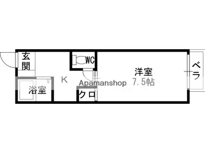 ユーハイツ千(1K/1階)の間取り写真