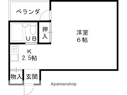 アップルハイツ富田(1K/2階)の間取り写真