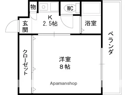 SHOKI栄町(1K/1階)の間取り写真