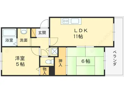 鄕井マンション(2LDK/2階)の間取り写真