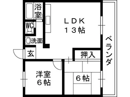 長谷川マンション(2LDK/3階)の間取り写真