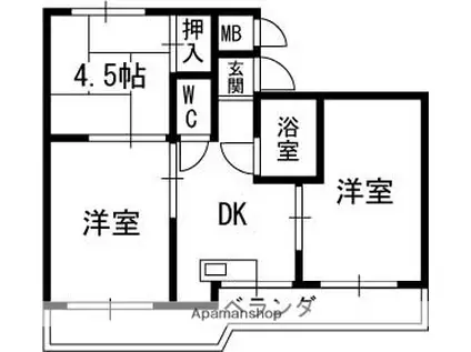 コスモス21(3DK/4階)の間取り写真