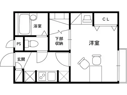 レオパレスシャルム(1K/1階)の間取り写真