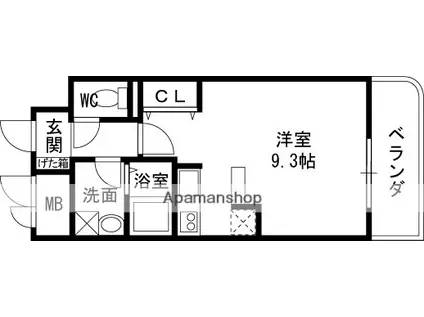 アドヴァンテージ守口(ワンルーム/3階)の間取り写真