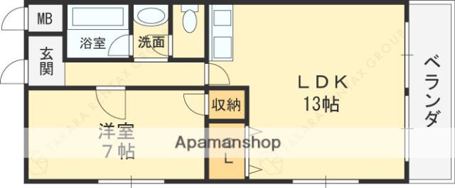 オークグレイス石切(1LDK/1階)の間取り写真