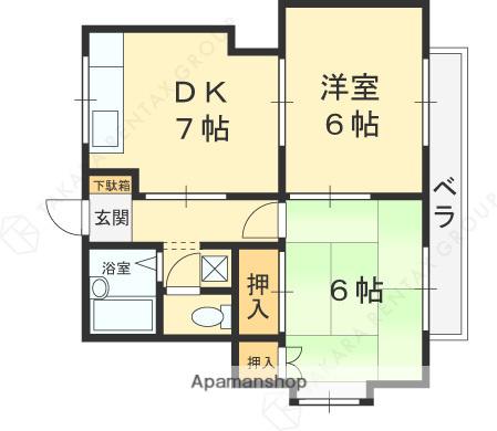 マツラハイツ(2DK/1階)の間取り写真