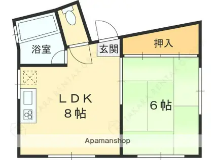 坂下マンション(1LDK/2階)の間取り写真