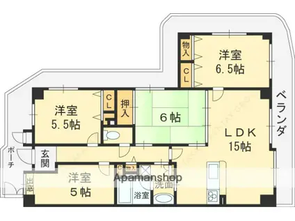 イトーピア枚岡公園 弐番館(4LDK/4階)の間取り写真