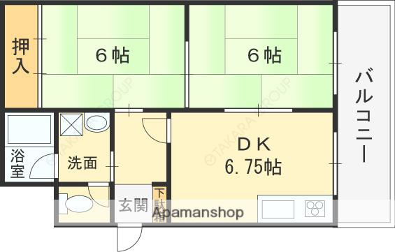 ファミーユ足代北(2DK/3階)の間取り写真