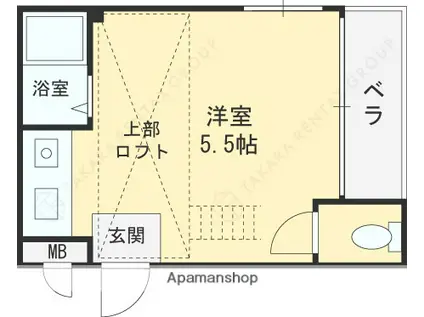フォンタルファイブ花園(ワンルーム/3階)の間取り写真