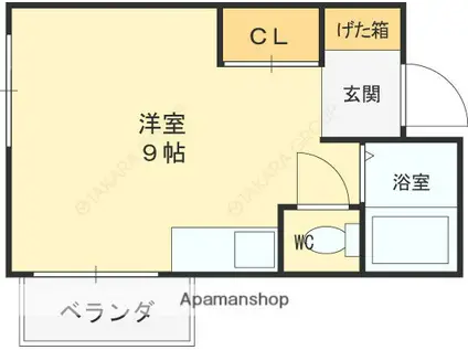 ツインコンフォートハイツ岩崎(ワンルーム/6階)の間取り写真