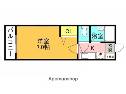 キャトルセゾン(1K/2階)の間取り写真