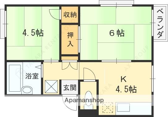 ルナハイツFIT8(2K/2階)の間取り写真