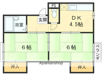 ルナハイツFIT8(2K/2階)の間取り写真