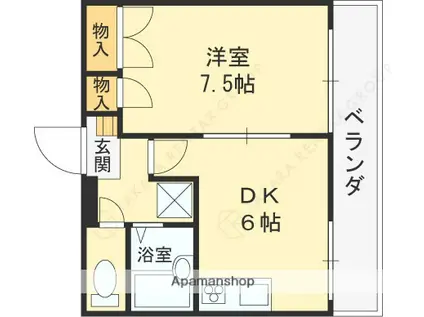 フォレスト堅下(1DK/2階)の間取り写真