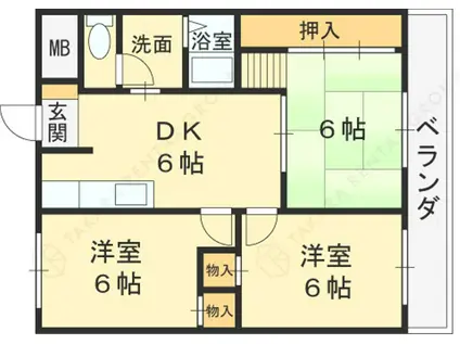 カーサ山野(3DK/3階)の間取り写真