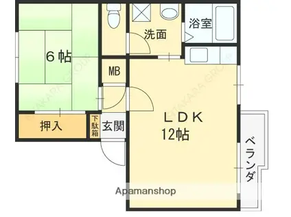 田口ハイツ(1LDK/1階)の間取り写真