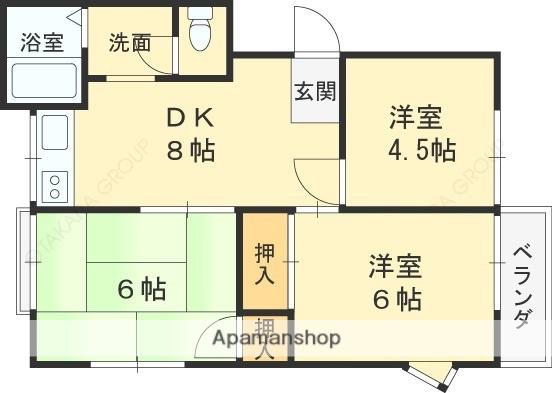 パールハイツ(3DK/1階)の間取り写真