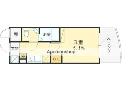 TLRレジデンス高井田(1K/5階)の間取り写真