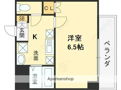 みおつくし堂島(1K/2階)の間取り写真