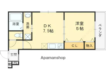 フジパレス河内花園(1DK/2階)の間取り写真