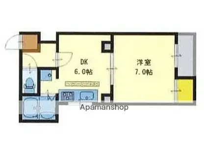 ハイツハピネス(1DK/4階)の間取り写真