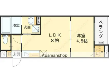 CRASTINE大蓮北4丁目C(1LDK/2階)の間取り写真