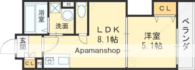 クリエオーレ菱江Ⅱ(1LDK/3階)の間取り写真