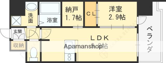 ESTONE HIGASHIOSAKAⅡ(1SLDK/3階)の間取り写真