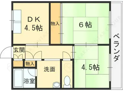 岩崎ハイツ(2K/3階)の間取り写真