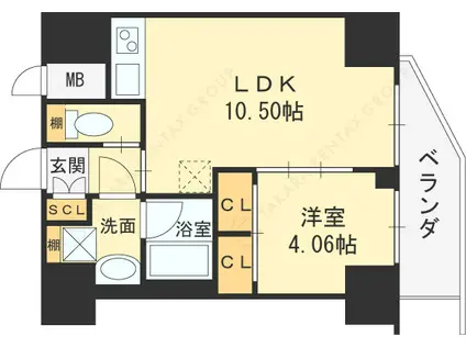 プレジオ永和EURO(1LDK/11階)の間取り写真
