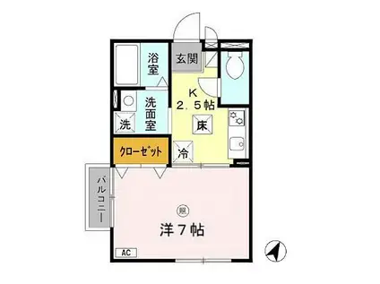 アミティエ山本(1K/1階)の間取り写真