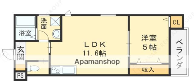 CLASS-A 長瀬(1LDK/2階)の間取り写真