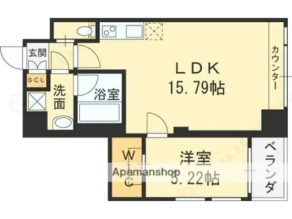 プレジオ長田(1LDK/6階)の間取り写真