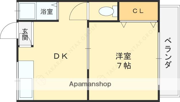 グリーンハウス(1DK/2階)の間取り写真