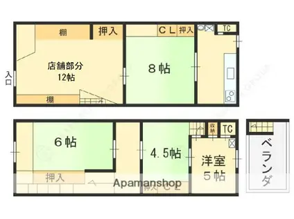 近鉄大阪線 長瀬駅 徒歩4分 3階建 築38年(4DK)の間取り写真