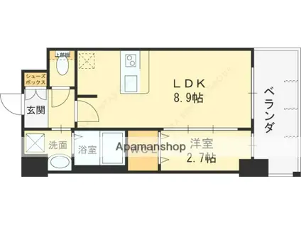 ファステート東大阪バレーナ(1LDK/4階)の間取り写真