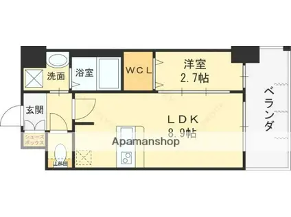 ファステート東大阪バレーナ(1LDK/4階)の間取り写真