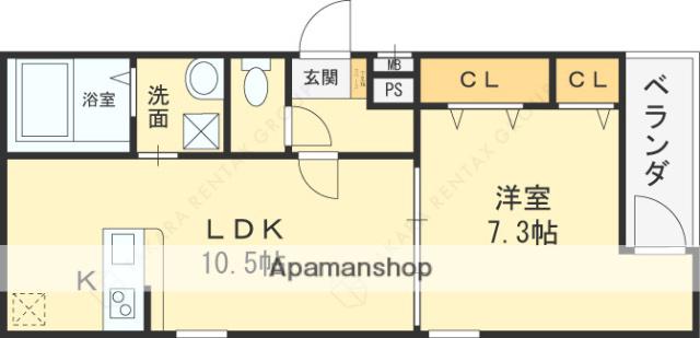 フジパレス東花園駅北Ⅱ番館(1LDK/2階)の間取り写真