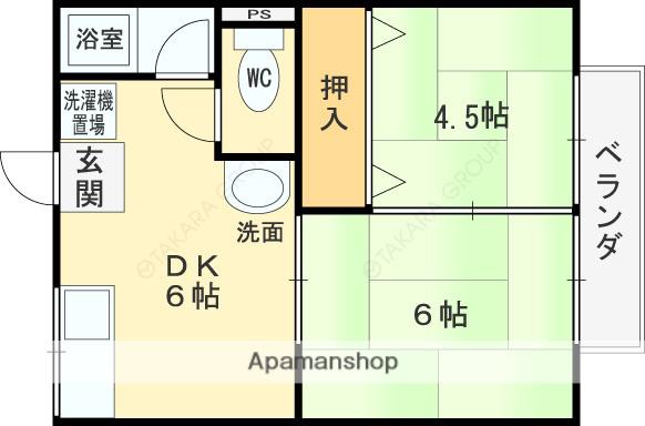 萩原ハイツ(2DK/2階)の間取り写真