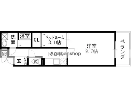 アルム久宝寺(1K/3階)の間取り写真