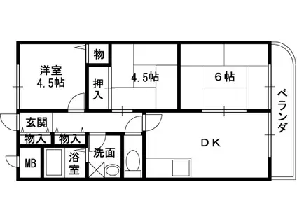 アルカザーレ国分西(3LDK/2階)の間取り写真