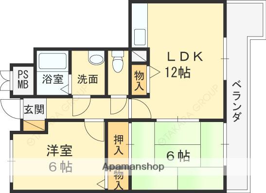 ハウスモマ(2LDK/4階)の間取り写真